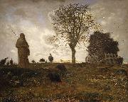 Jean-Franc Millet Autumn landscape with a flock of Turkeys oil